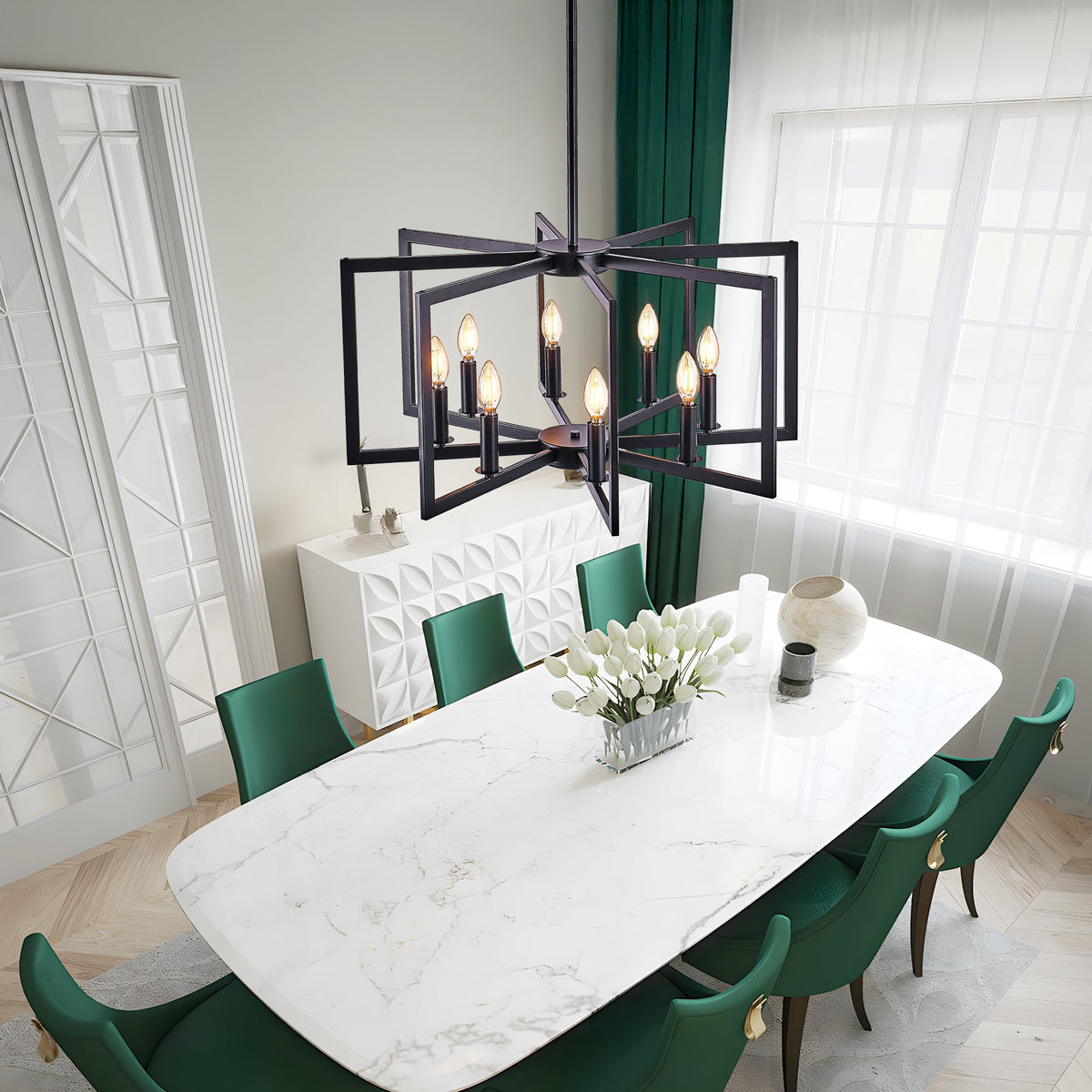 27-Inch Black Geometric 8-Light Chandelier (United States Delivery Only)