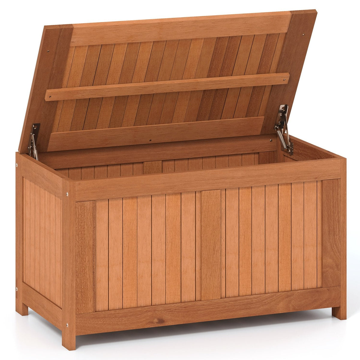52 Gallon 3-in-1 Patio Wood Deck Box with Flip Top for Cushions