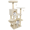 58 Inch Cat Tree with 15.5 Inch Upholstered Top Perch, Condo and Hammock, Beige