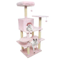 58 Inch Pink Cat Tree with Upholstered Top Perch, Condo and 17.5 Inch Hammock