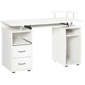 Computer Desk with Keyboard Tray, Home Office Desk with Drawers, CPU Stand, Printer Stand and Open Shelves, Writing Workstation for Study, White