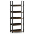 5-Tier Bookshelf Tall Wooden Open Bookcase with Back Panels-Rustic Brown