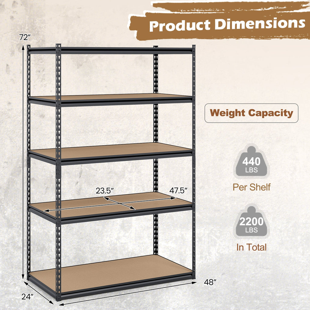 5-Tier Garage Shelving Unit 2200 LBS Heavy Duty Adjustable Utility Rack-Set of 4