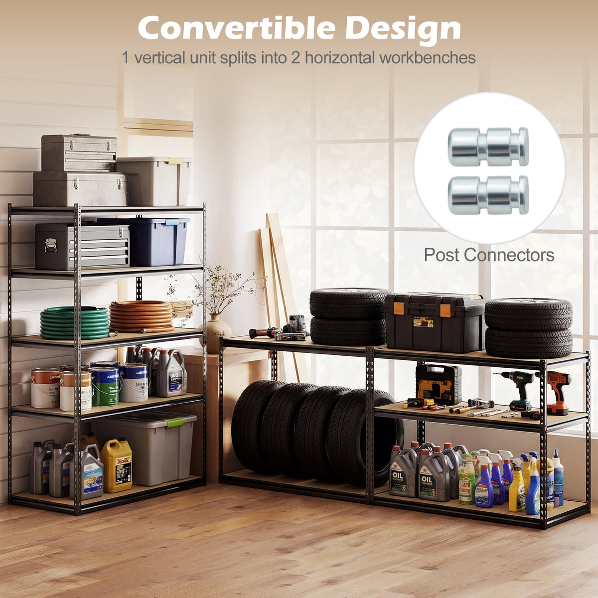 5-Tier Garage Shelving Unit 2200 LBS Heavy Duty Adjustable Utility Rack-Set of 4