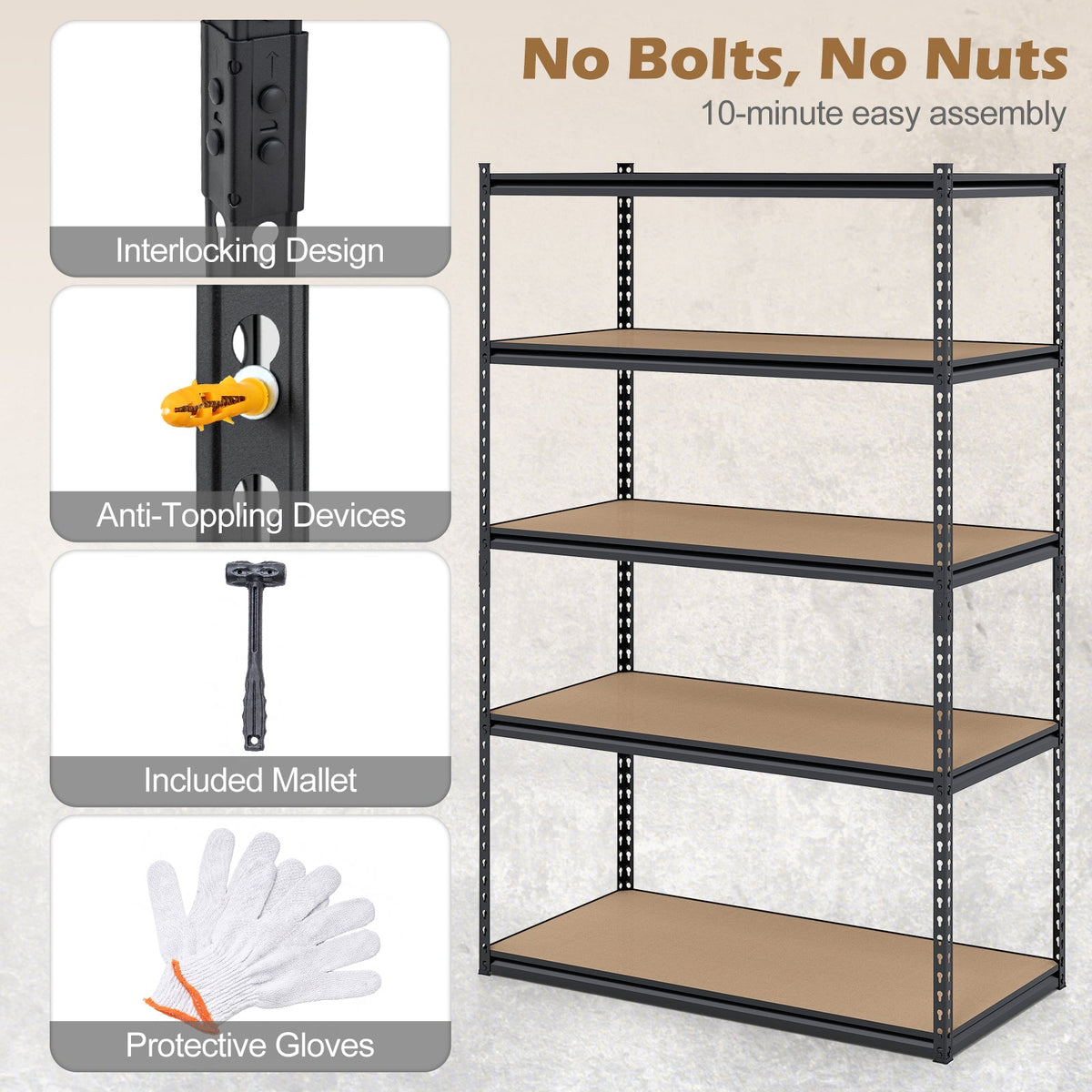 5-Tier Garage Shelving Unit 2200 LBS Heavy Duty Adjustable Utility Rack-Set of 4