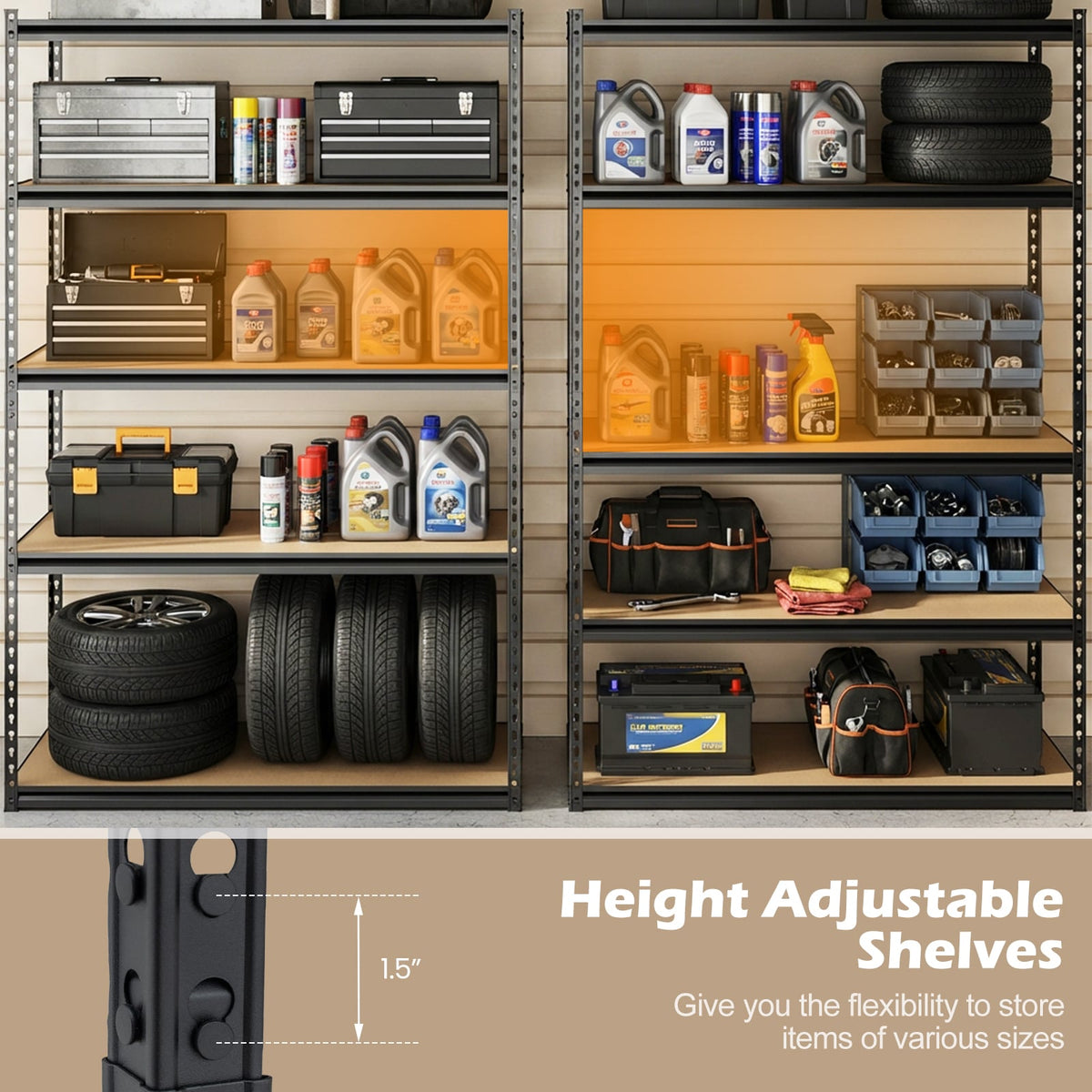 5-Tier Garage Shelving Unit 2200 LBS Heavy Duty Adjustable Utility Rack-1 Piece