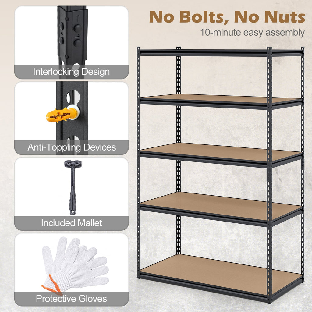 5-Tier Garage Shelving Unit 2200 LBS Heavy Duty Adjustable Utility Rack-1 Piece