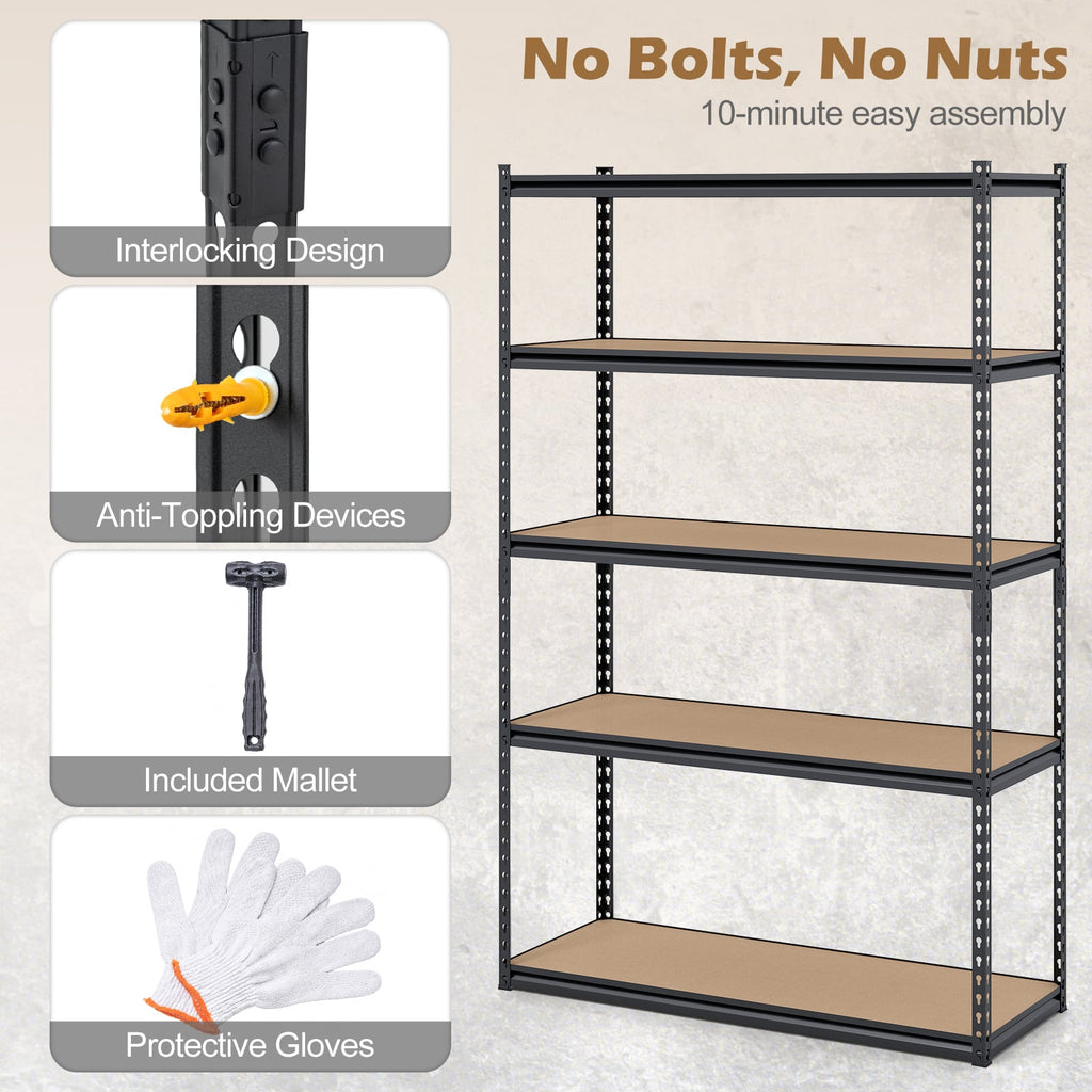 5-Tier Garage Shelving Unit for Warehouse and Basement-Set of 2