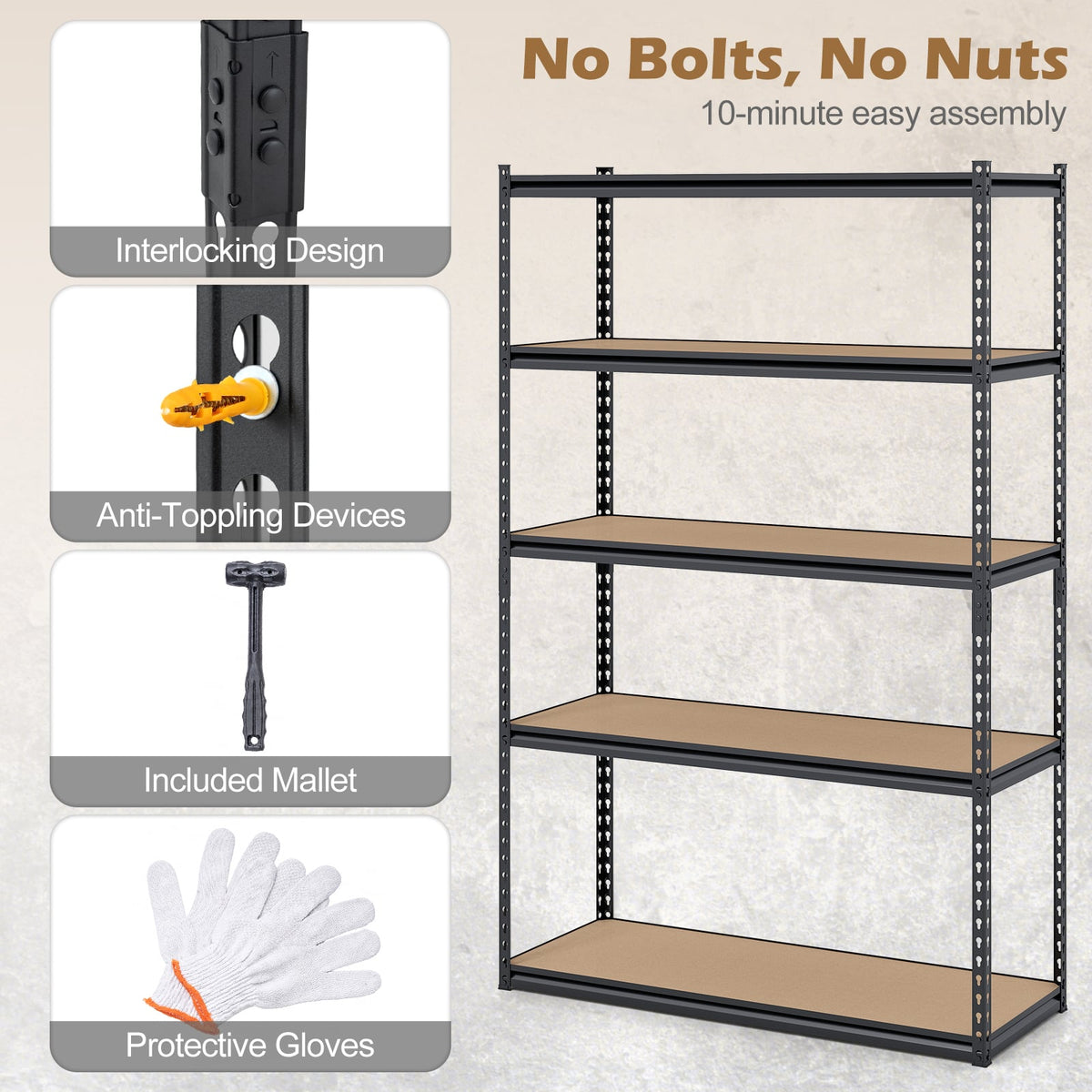5-Tier Garage Shelving Unit for Warehouse and Basement-Set of 2