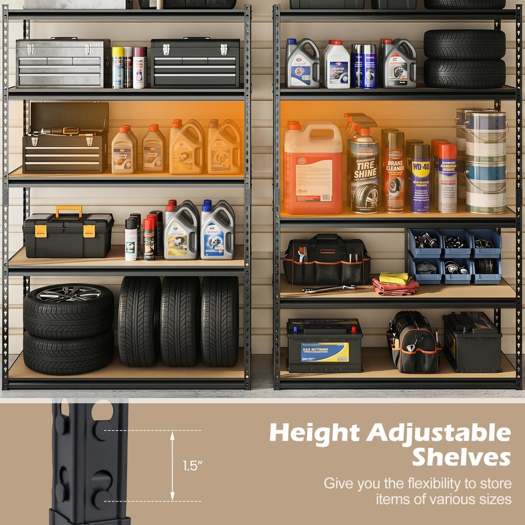 5-Tier Garage Shelving Unit for Warehouse and Basement-Set of 2