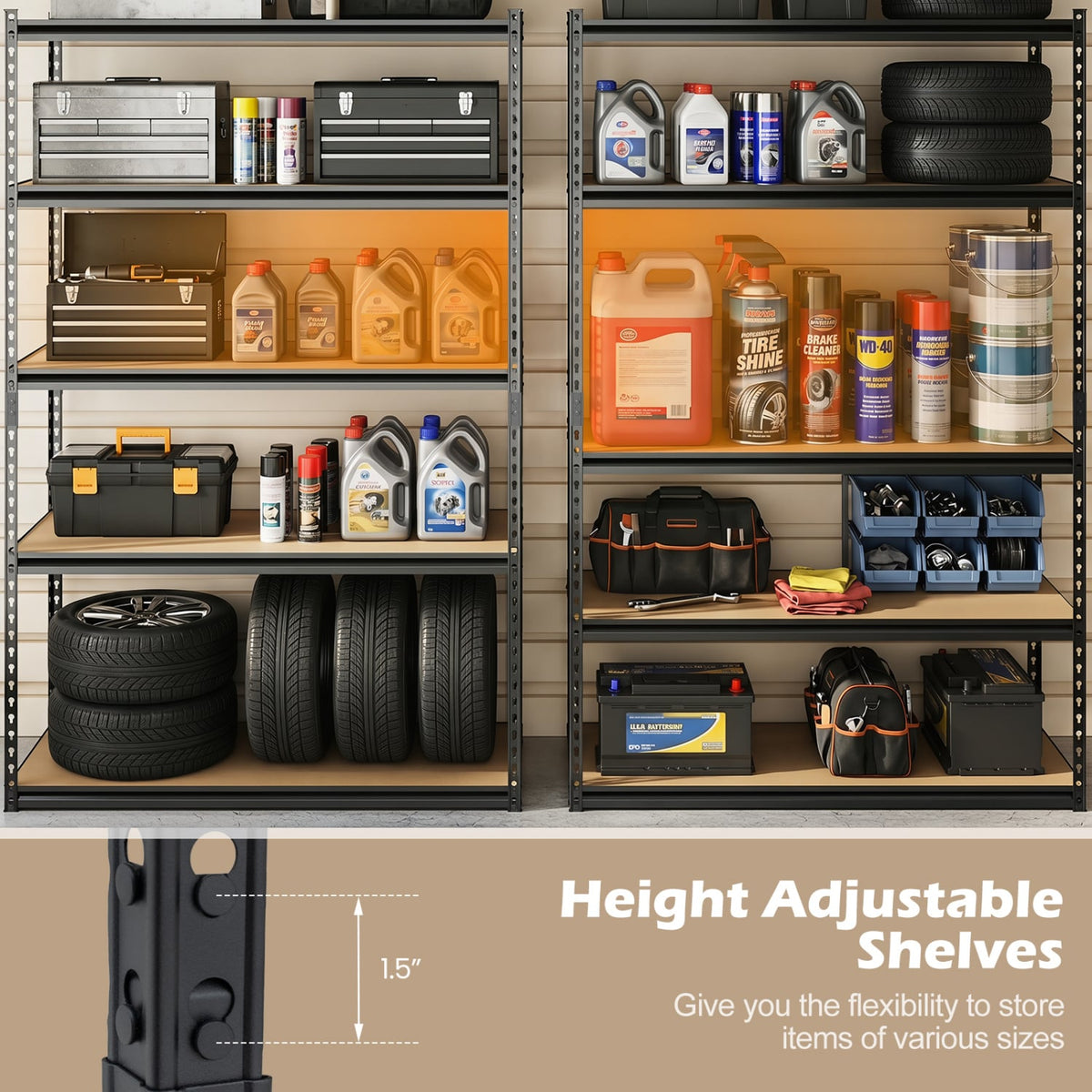 5-Tier Garage Shelving Unit for Warehouse and Basement-Set of 3