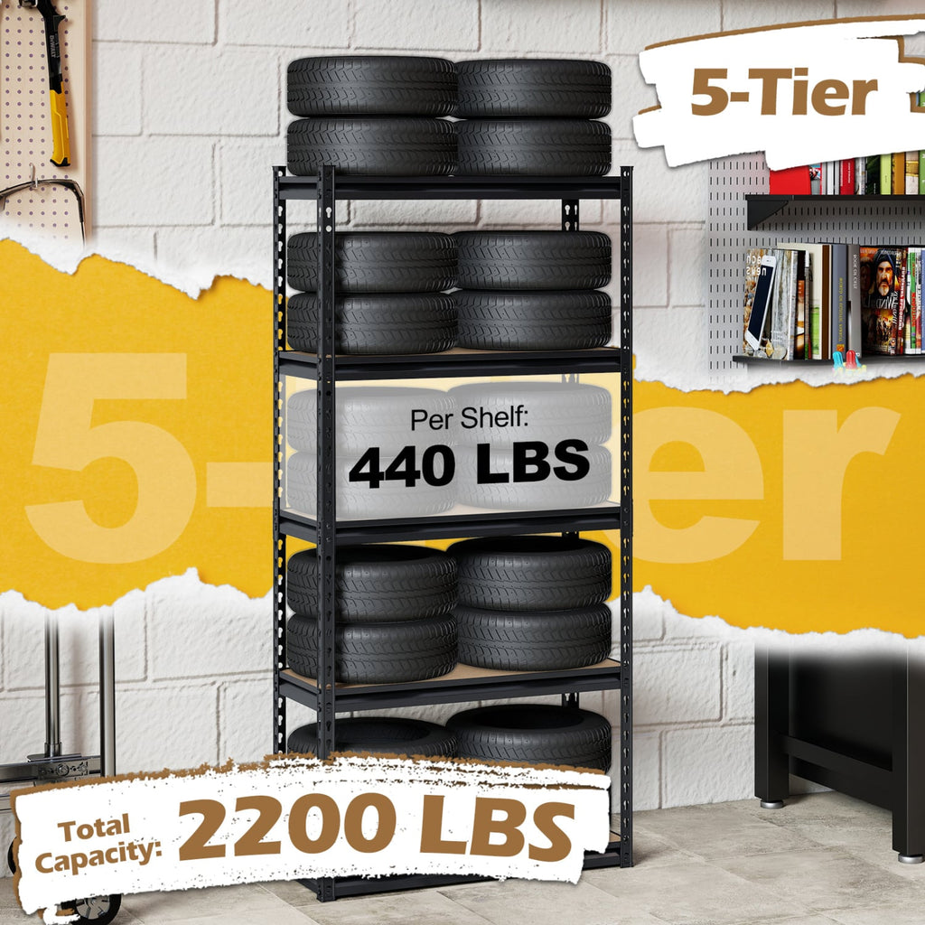 5-Tier Garage Shelving Unit 2200 LBS Heavy Duty Metal Storage Shelves-Set of 4