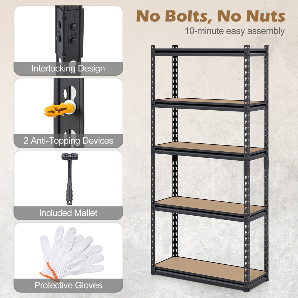 5-Tier Garage Shelving Unit 2200 LBS Heavy Duty Metal Storage Shelves-Set of 4
