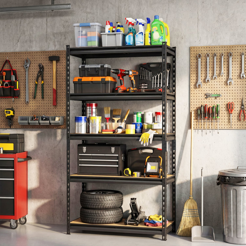 5-Tier Garage Shelving Unit 2200 LBS Heavy Duty Metal Storage Shelves-Set of 4