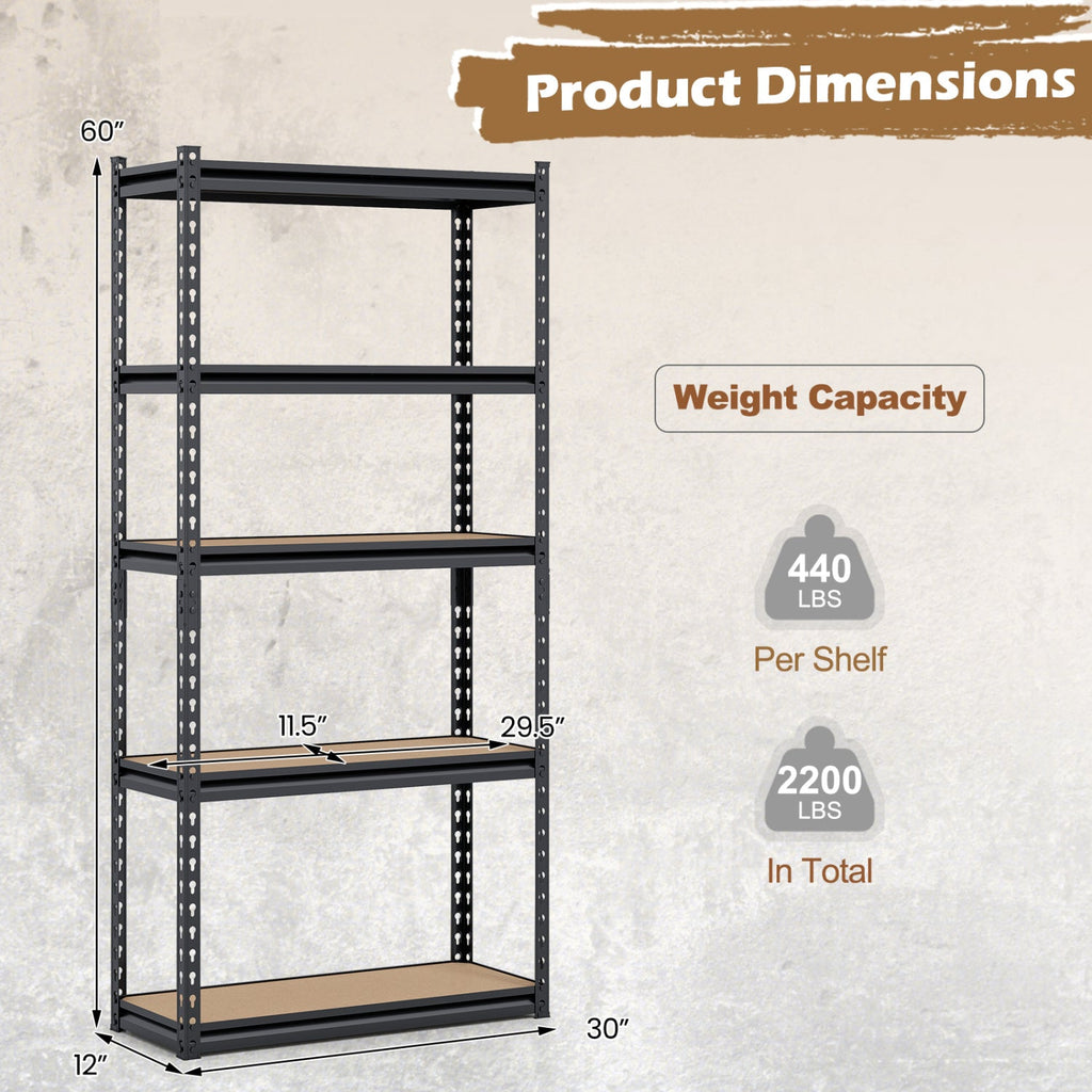 5-Tier Garage Shelving Unit 2200 LBS Heavy Duty Metal Storage Shelves-Set of 4