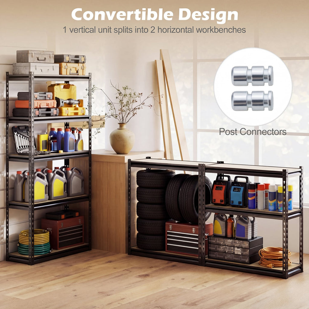 5-Tier Garage Shelving Unit 2200 LBS Heavy Duty Metal Storage Shelves-Set of 2