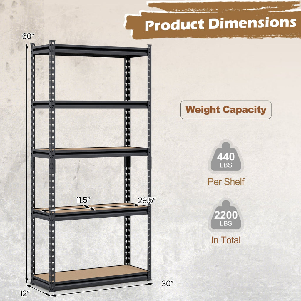 5-Tier Garage Shelving Unit 2200 LBS Heavy Duty Metal Storage Shelves-1Piece
