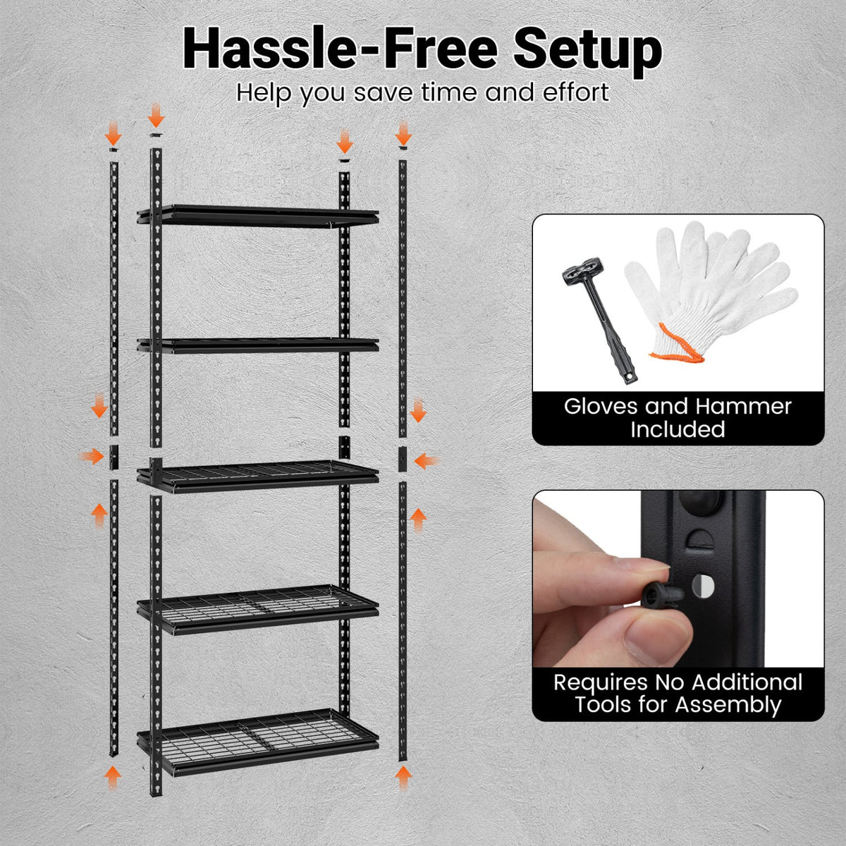 5-Tier Heavy-Duty Metal Shelving Unit with Adjustable Wire Rack Set of 3