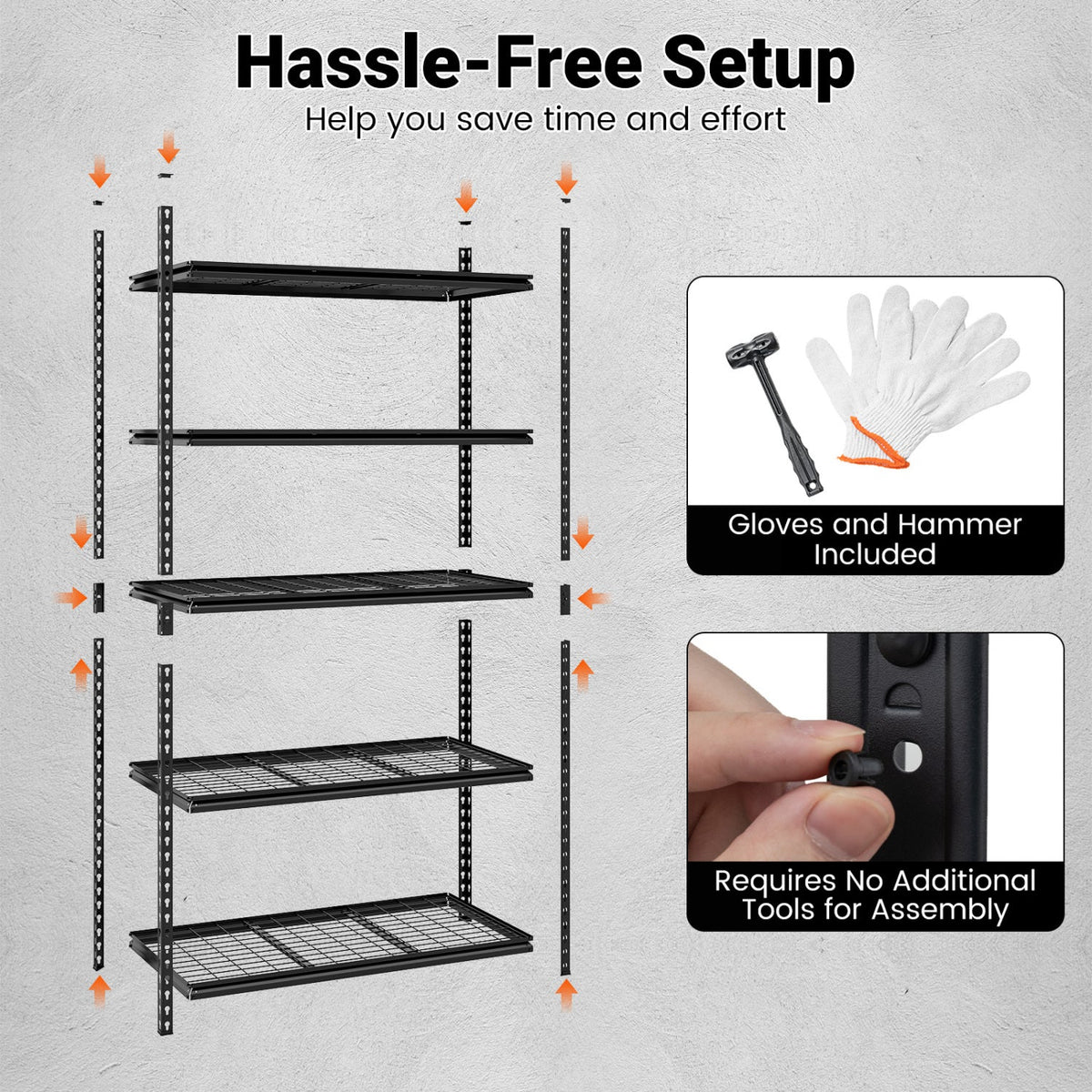 5-Tier Metal Shelving Unit 2000 lbs Capacity with Adjustable Wire Racks Set of 1