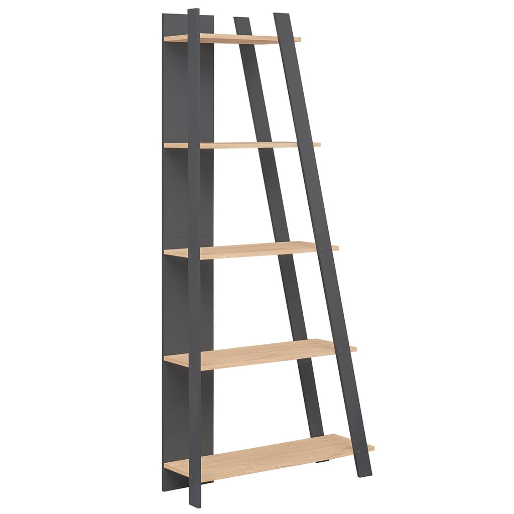 5-Tier Modern Bookshelf Narrow Vertical Display Shelf for Small Space-Gray