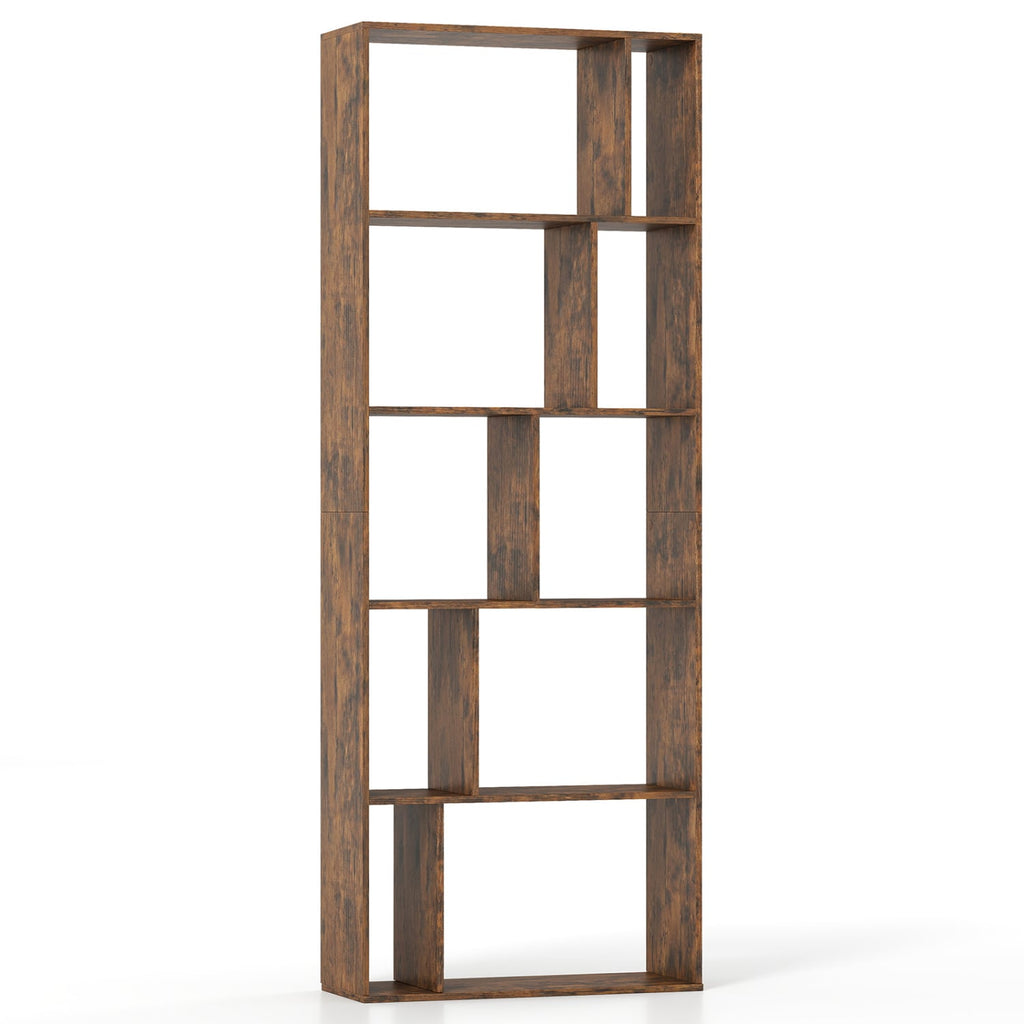 5-Tier Modern Bookshelf with Open Back and 2 Anti-Tipping Kits-Brown