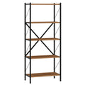 5-Tier Tall Bookshelf Industrial Bookcase with Heavy-Duty Metal Frame Modern Storage-Walnut