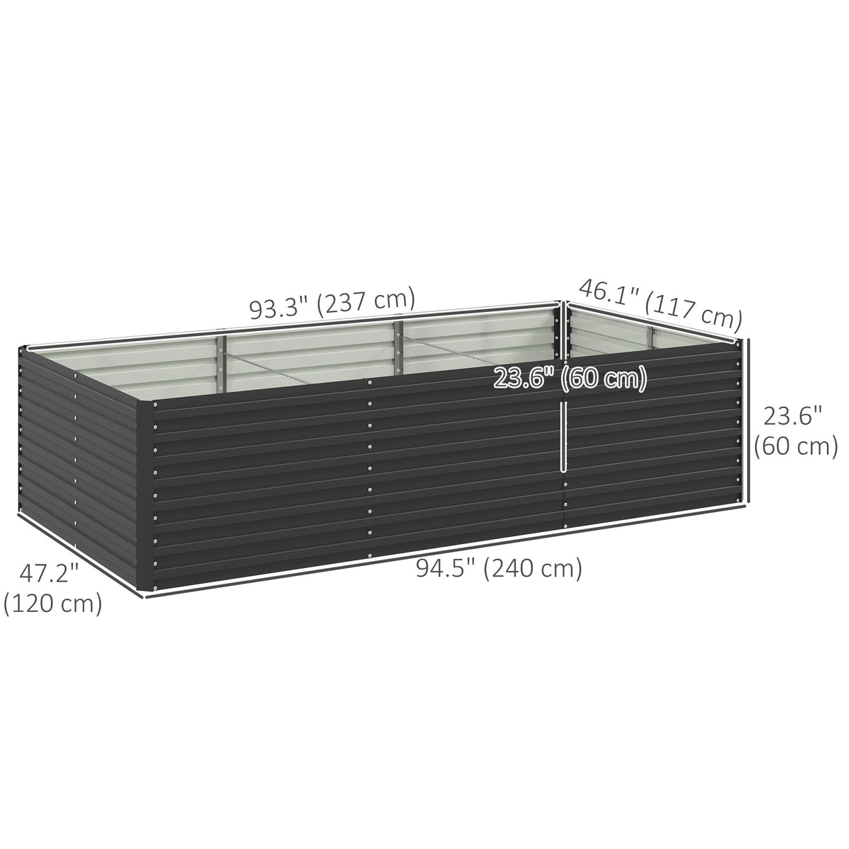 8' x 4' x 2' Raised Garden Bed, Galvanized Planter Box for Growing Flowers, Herbs and Vegetables, Dark Grey