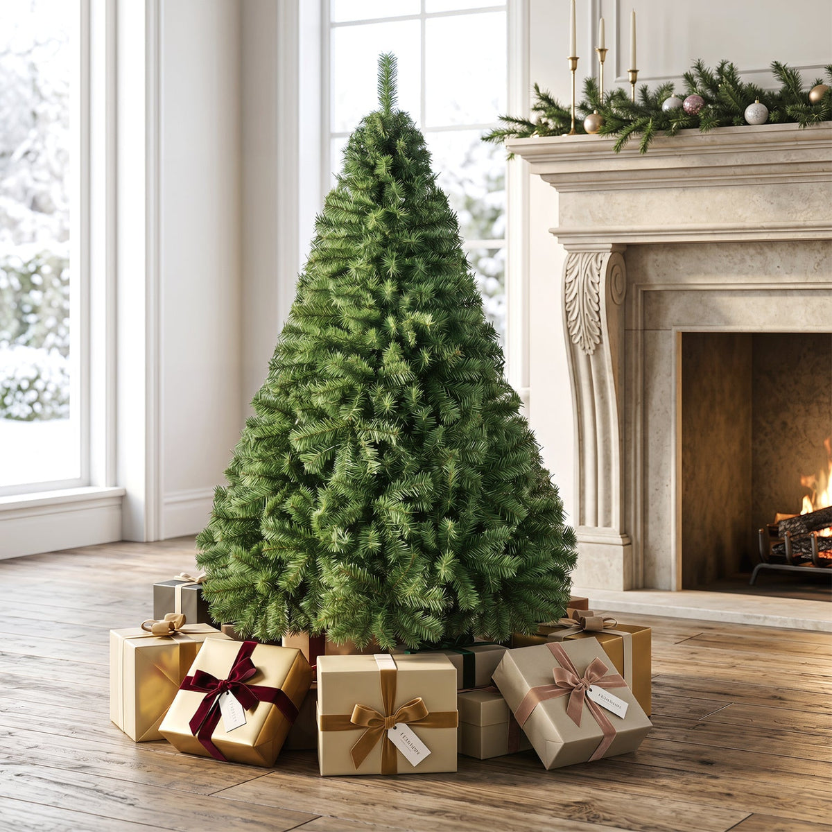 5 FT Unlit Hinged Artificial Christmas Tree with 519 Full PVC Branch Tips and Folding Metal Base