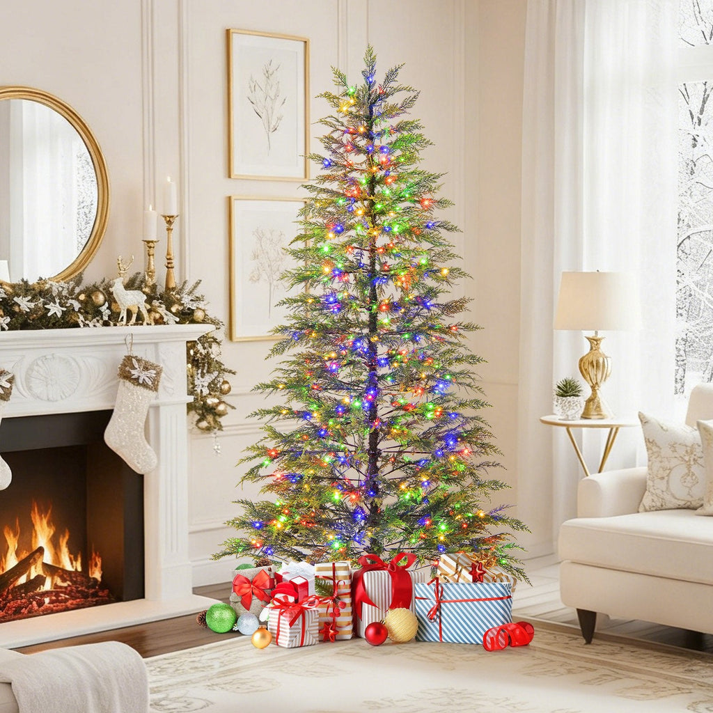 6.5 FT Pre-Lit Christmas Tree with 578 Soft TPE Tips, Gradient Foliage and 390 Colour LEDs