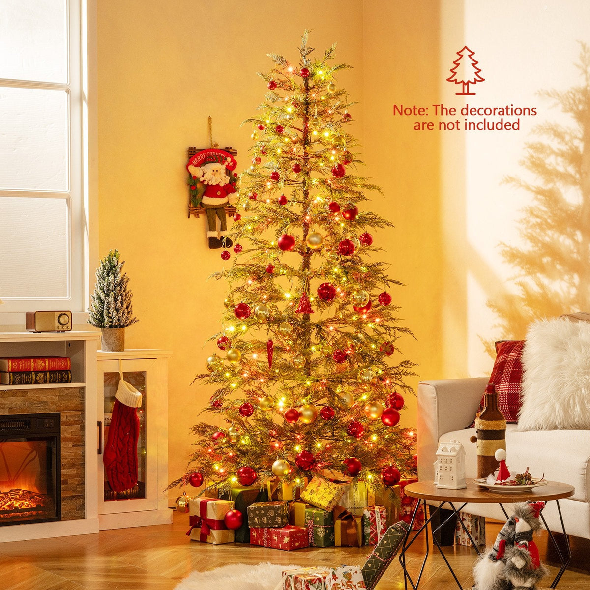 6.5 FT Pre-Lit Christmas Tree with 578 Soft TPE Tips, Gradient Foliage and 390 Colour LEDs