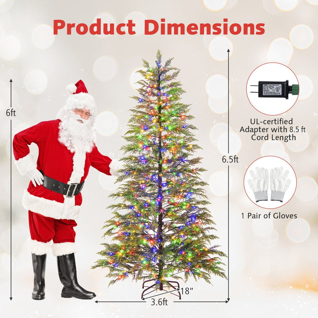 6.5 FT Pre-Lit Christmas Tree with 578 Soft TPE Tips, Gradient Foliage and 390 Colour LEDs