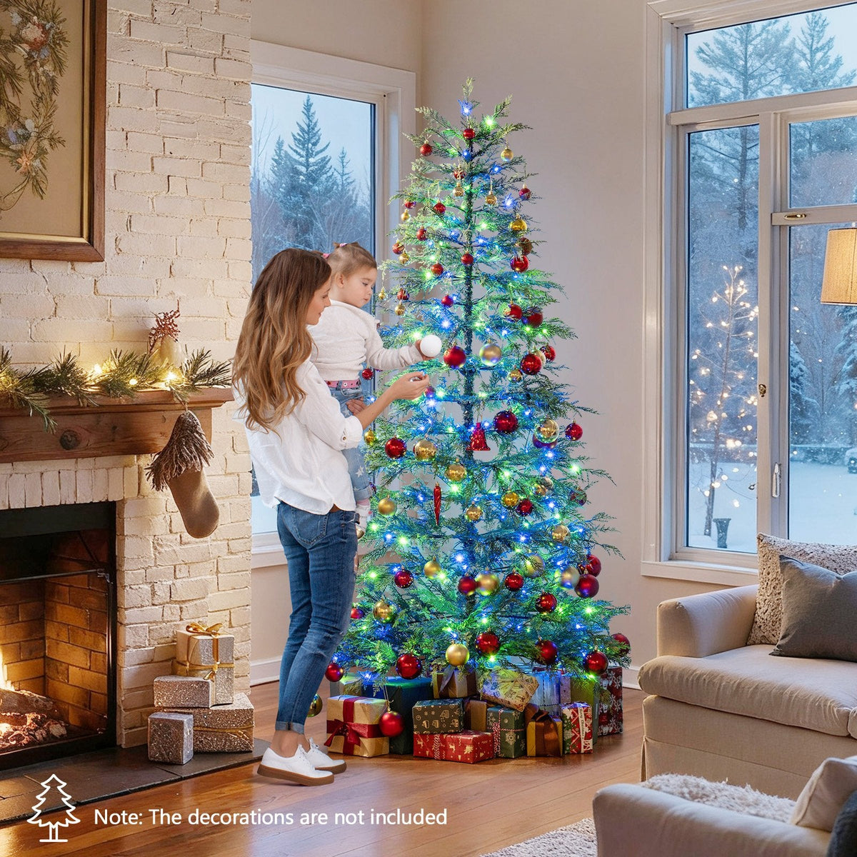 6.5 FT Pre-Lit Christmas Tree with 578 Soft TPE Tips, Gradient Foliage and 390 Colour LEDs