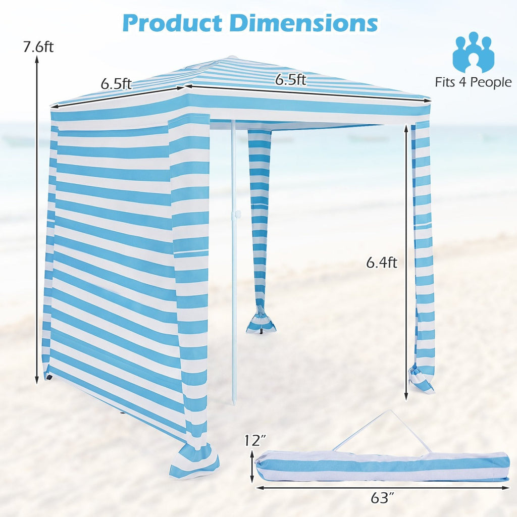 6.6 x 6.6 Feet Foldable and Easy-Setup Beach Canopy With Carry Bag-Blue