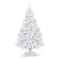 6 FT White Hinged Artificial Christmas Tree with Foldable Metal Stand, Unlit
