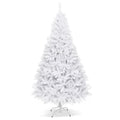 7.5 FT White Hinged Artificial Christmas Tree with Foldable Metal Stand, Unlit