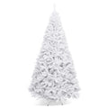 9 FT White Hinged Artificial Christmas Tree with Foldable Iron Base, Unlit