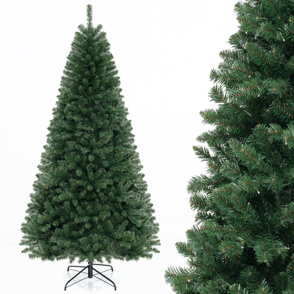 8 FT Pre-Lit Hinged Christmas Tree with 1182 Branch Tips, 400 Warm White LEDs and 8 Modes