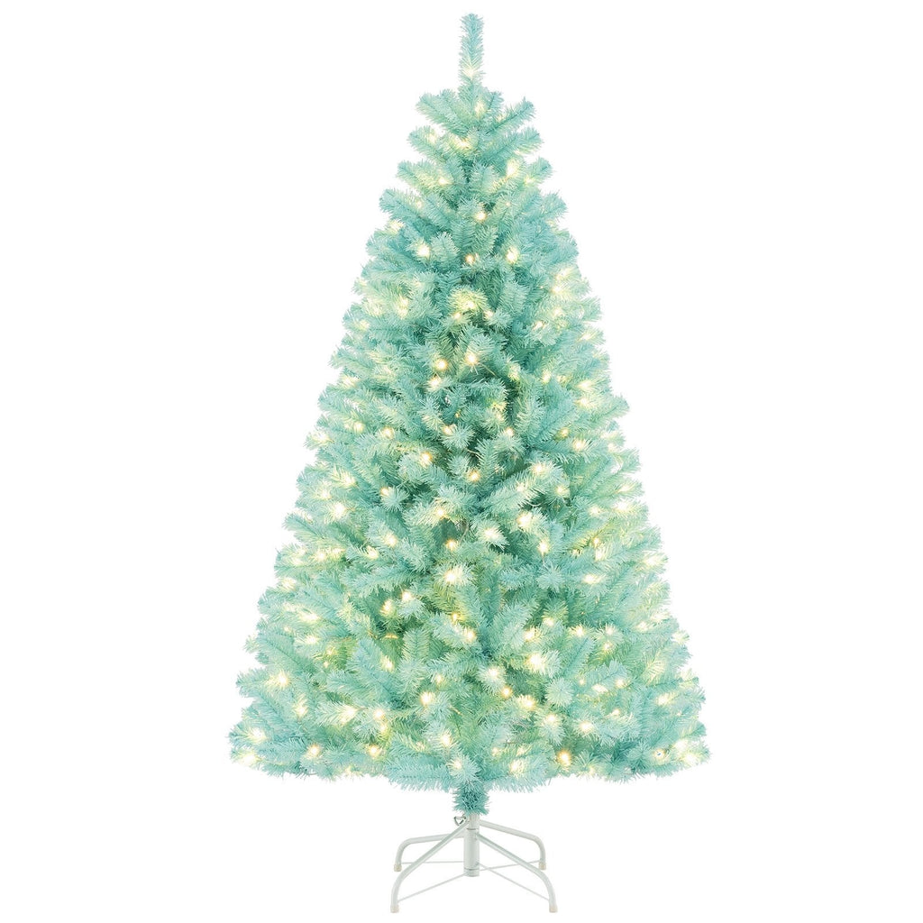 6 FT Blue Pre-Lit Artificial Christmas Tree with 758 Tips and 280 Warm White LED Lights