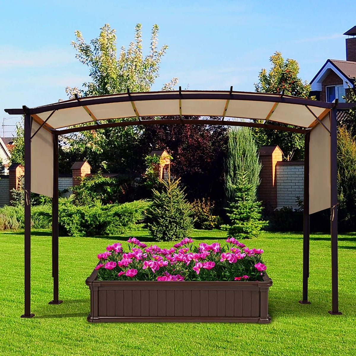 6.7 x 17 Feet Pergola Structure Universal Replacement Canopy Cover