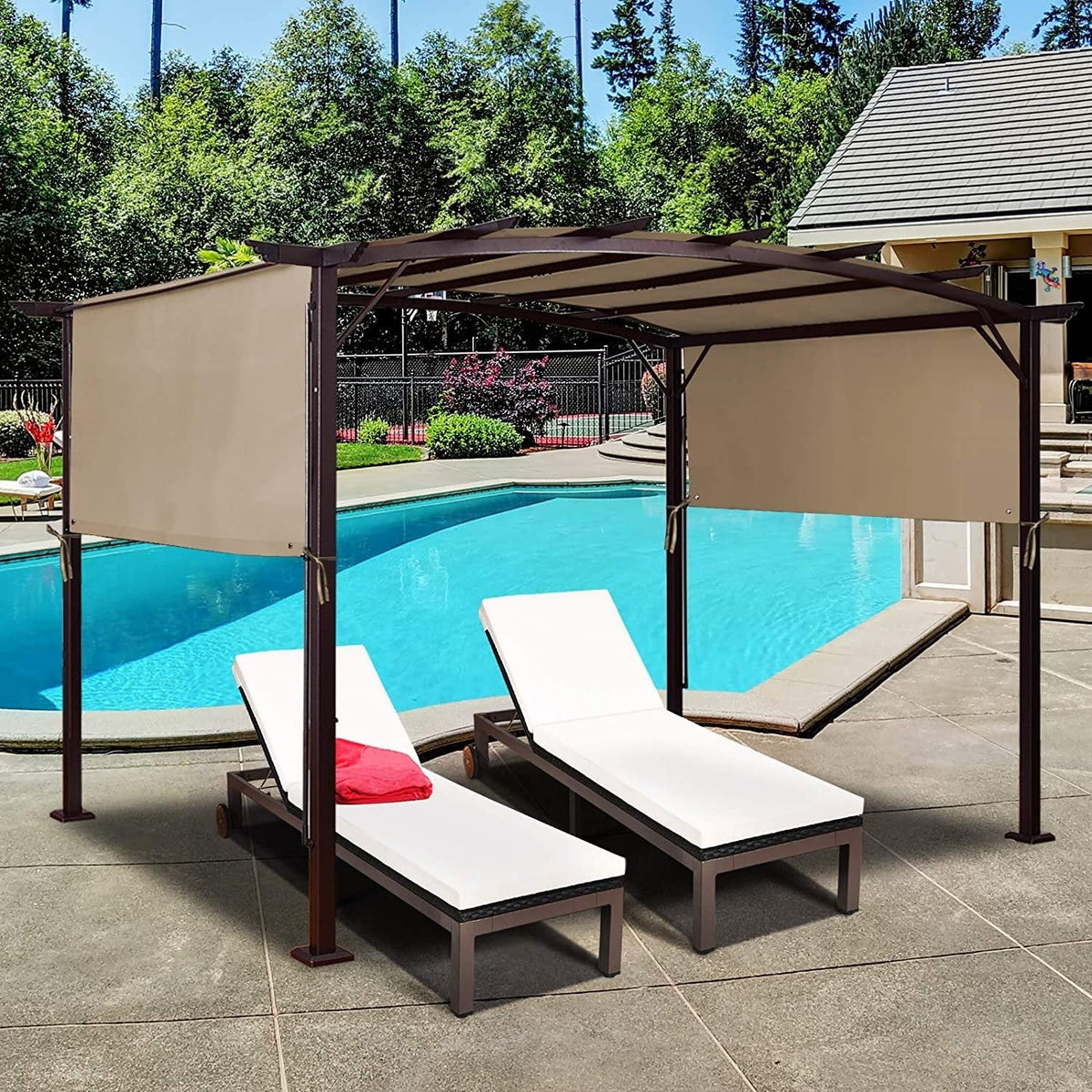 6.7 x 17 Feet Pergola Structure Universal Replacement Canopy Cover