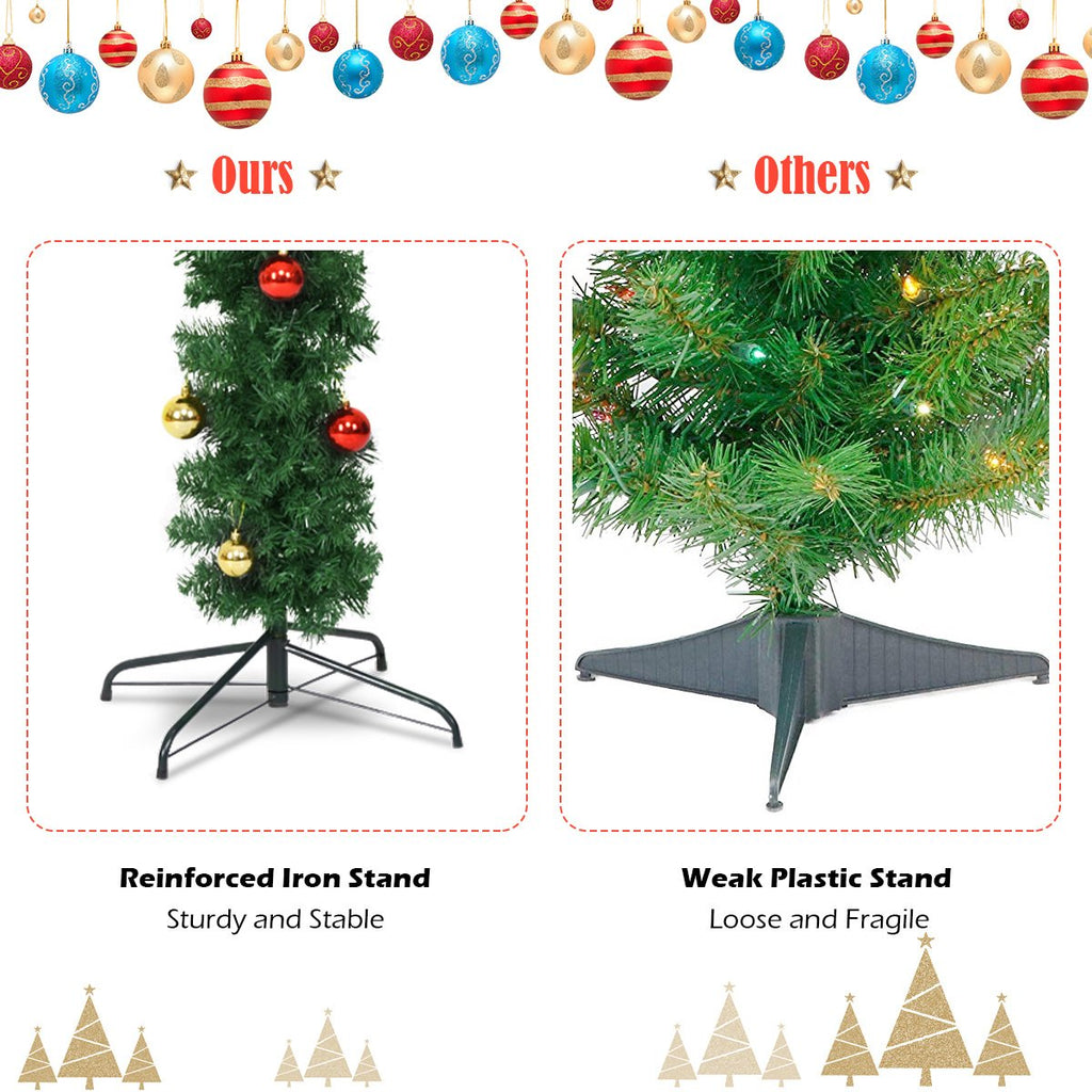 6 FT Pre-Lit Artificial Cactus Christmas Tree with LED Lights, Ball Ornaments and Bow
