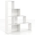 4 Tier Stair Bookcase with 6 Cubes, Stepped Display Shelf, White