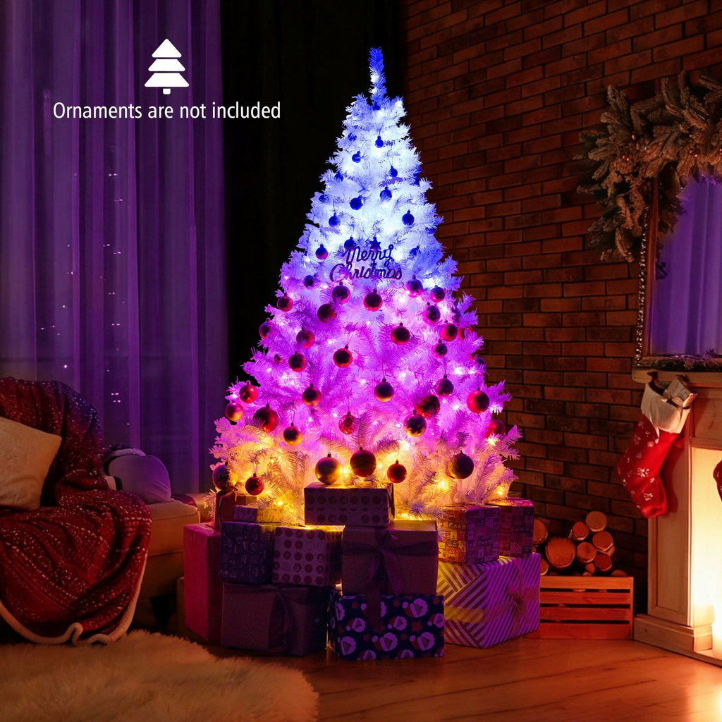 6 FT White Pre-Lit Hinged Christmas Tree with 1000 Tips, 280 Dual Colour LEDs and 11 Modes