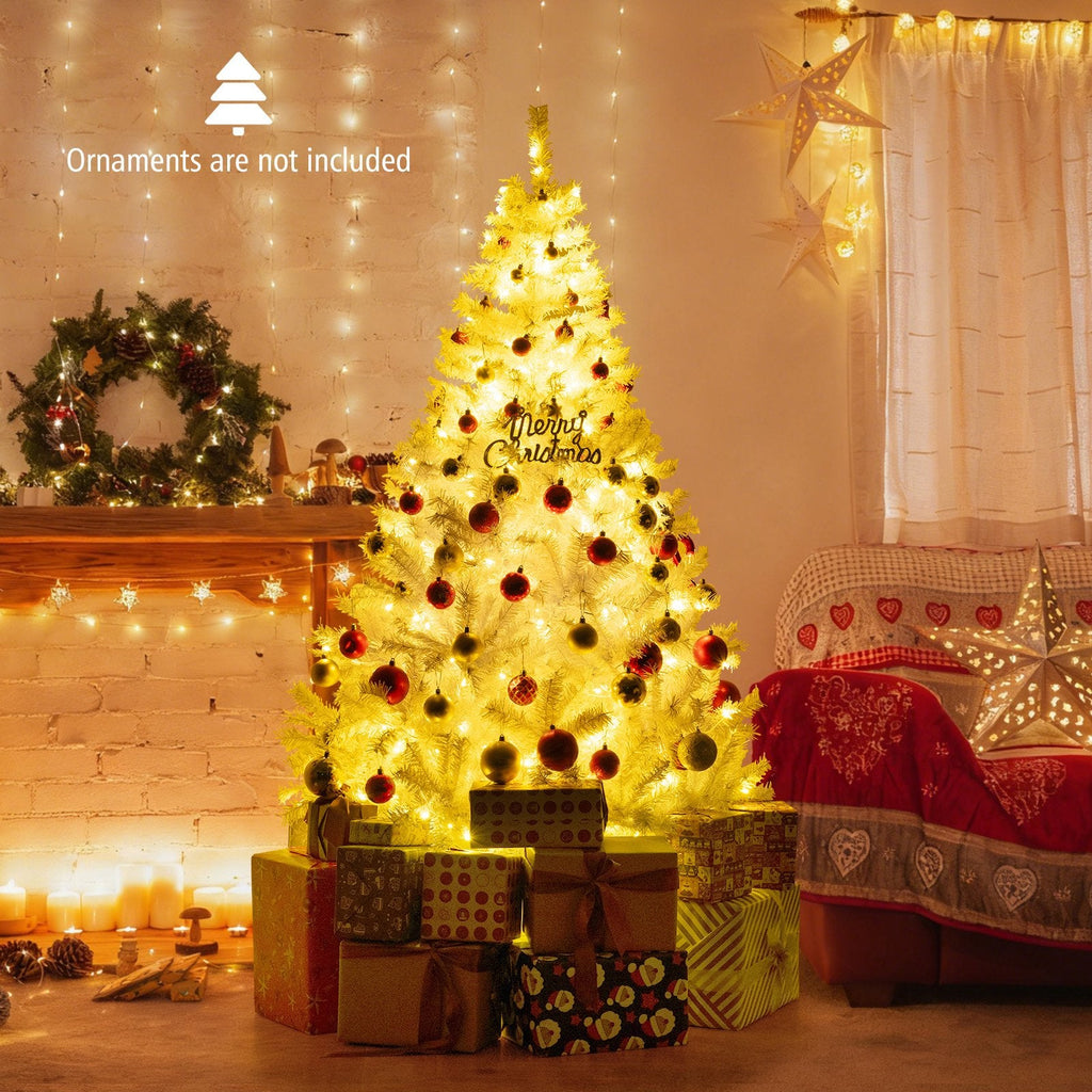 6 FT White Pre-Lit Hinged Christmas Tree with 1000 Tips, 280 Dual Colour LEDs and 11 Modes