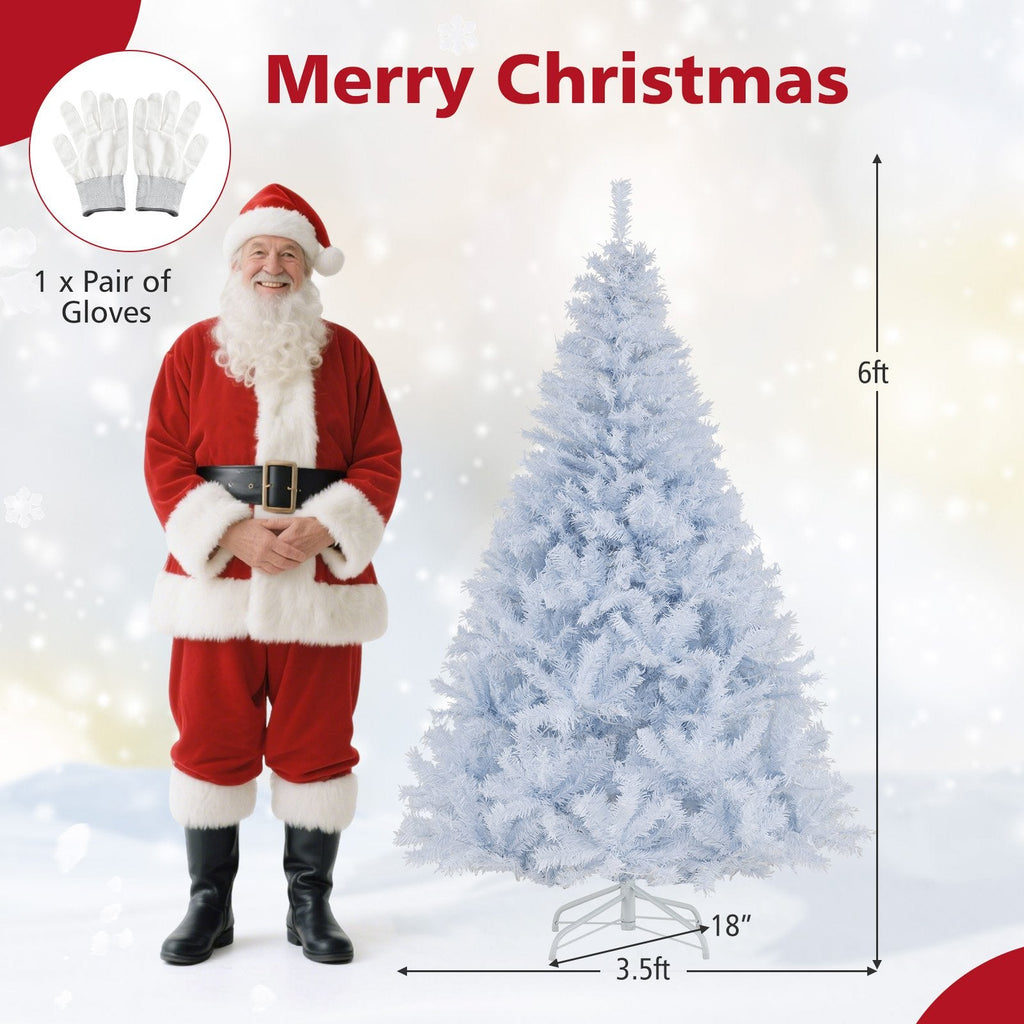 6 FT White Pre-Lit Hinged Christmas Tree with 1000 Tips, 280 Dual Colour LEDs and 11 Modes