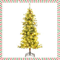 6 FT Pre-Lit Hinged Christmas Tree with 370 Cashmere Tips, 22 Pine Cones and Vintage Style LEDs