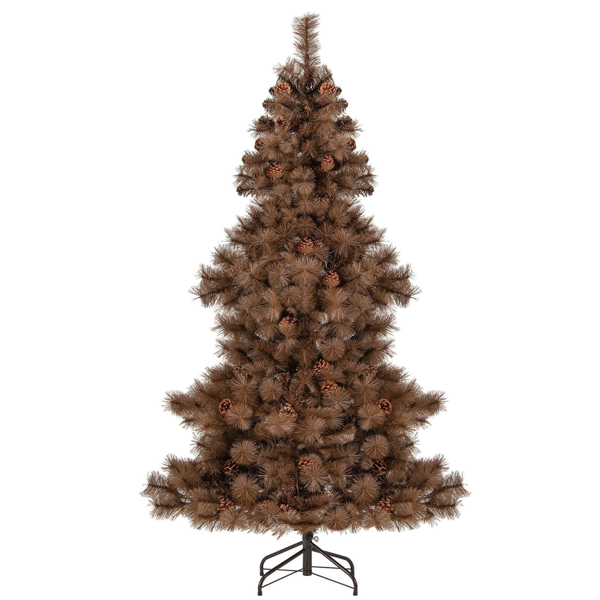 6 FT Pre-Lit Chocolate Brown Christmas Tree with 493 Tips, 52 Pine Cones and 200 Warm White LEDs