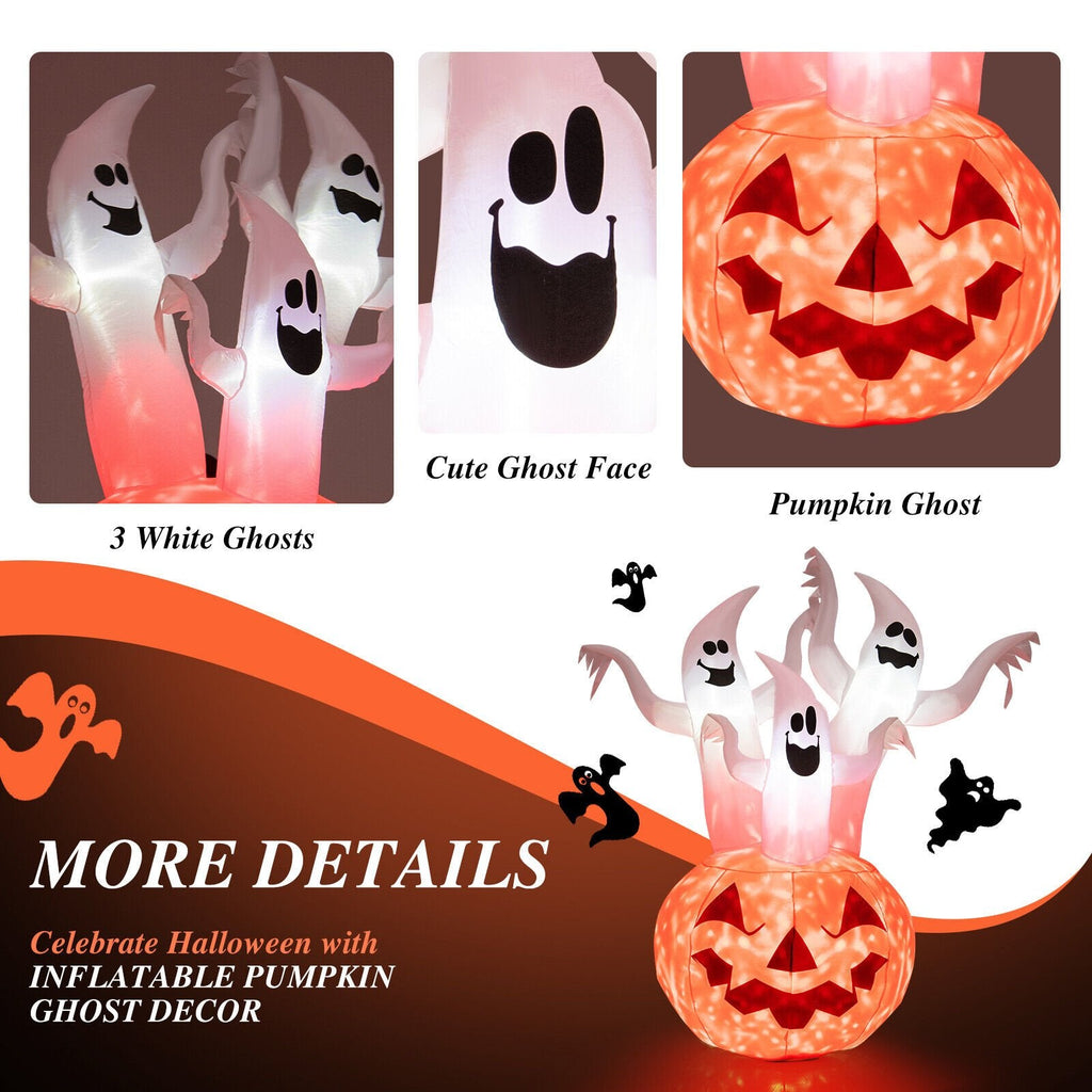 6 Feet Inflatable Halloween Ghosts with Pumpkin Decor and Rotating Lamp