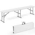 6 Feet Plastic Folding Bench Portable Seat with Handle and Lock-White