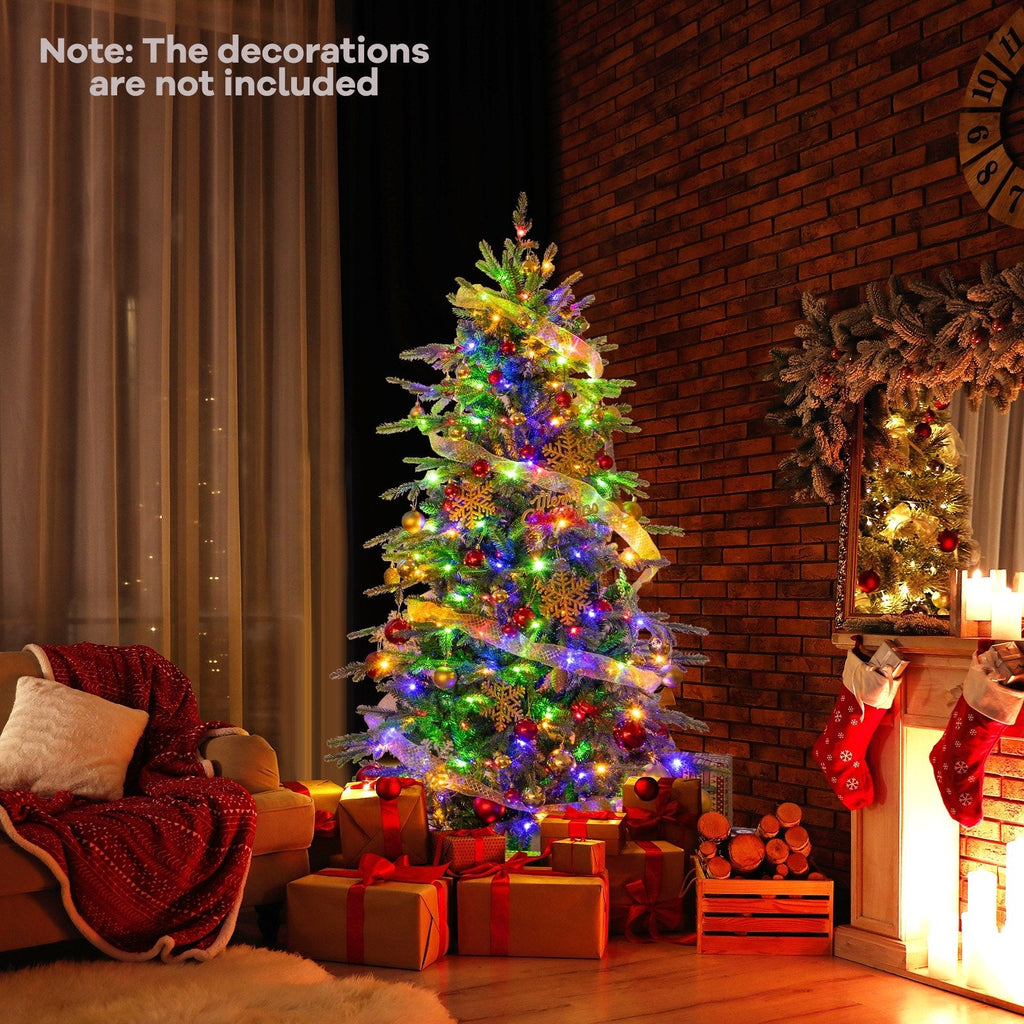 6 FT Pre-Lit Christmas Tree with 714 Tips, 260 Colour Changeable LEDs, Remote and Memory
